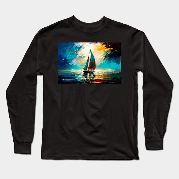 Sailboat at sunset Long Sleeve T-Shirt by TrooperLX1177